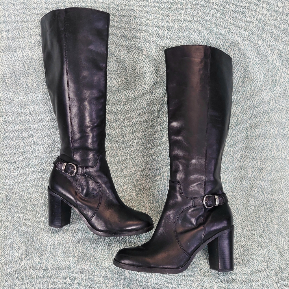 Franco Sarto Carlie Knee High Boots, Black Leather, Sz 11 - Picture 5 of 16